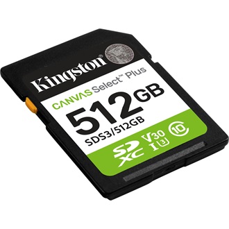 Kingston 512GB Canvas Select Plus UHS-1 U3  V30 SDXC memóriakártya