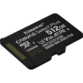 Kingston 512GB Canvas Select Plus Gen3 Class 10 UHS-1 A1 microSDXC memóriakártya Single Pack