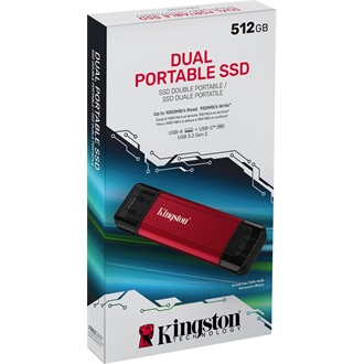Kingston Dual Portable 512GB USB-A/C 3.2 Gen2 SSD piros