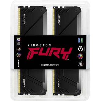 Kingston 64GB 3200MT/s DDR4 CL16 DIMM (Kit of 4) 1Gx8 FURY Beast RGB