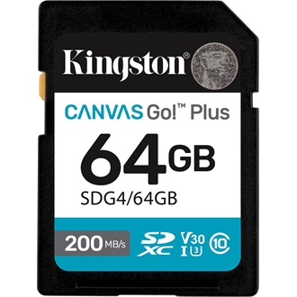 Kingston 64GB Canvas Go! Plus UHS-1 Class10 U3 V30 SDXC memóriakártya fekete