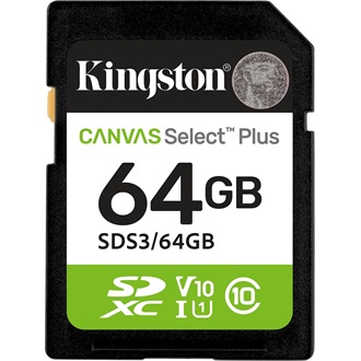 Kingston 64GB Canvas Select Plus UHS-1 U1 V10 SDXC memóriakártya