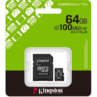 Kingston 64GB Canvas Select Plus UHS-1 U1 V10 A1 microSDXC memóriakártya