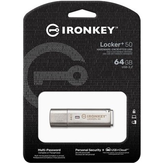 Kingston 64GB IronKey Locker 50+  XTS-AES Encrypted, USB 3.2 Gen1 pendrive