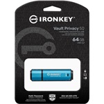 Kingston 64GB IronKey Vault Privacy 50 AES-256 Encrypted, FIPS 197 USB 3.2 Gen1 pendrive