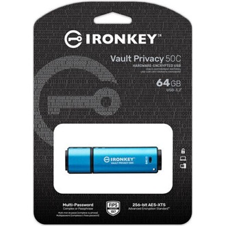 Kingston 64GB IronKey Vault Privacy 50 AES-256 Encrypted, FIPS 197 USB Type-C 3.2 Gen1 pendrive