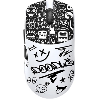 LAMZU MAYA Doodle USB / vezeték nélküli gaming egér fehér-fekete