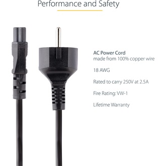 StarTech villásdugó CEE 7/7 (EU) -> C5 M/F tápkábel 3m fekete