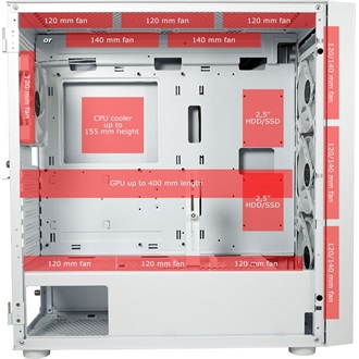 LC-Power 810W Bright Crawler X táp nélküli ablakos Mid Tower számítógépház fehér