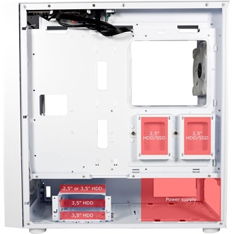 LC-Power 810W Bright Crawler X táp nélküli ablakos Mid Tower számítógépház fehér