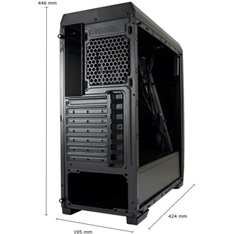 LC-Power 700B Hexagon táp nélküli ablakos Mid Tower számítógépház fekete