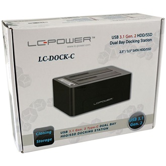 LC-Power LC-DOCK-C 2.5/3.5" SATA3 USB3.1 C Gen 2 dokkoló fekete
