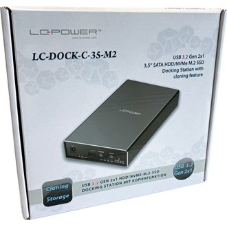 LC-Power LC-DOCK-C-35-M2 M.2/3.5" NVMe/SATA3 USB3.2 Gen2×1 C dokkoló fekete
