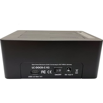 LC-Power LC-DOCK-C-V2 2,5/3,5" SATA3 USB-C 3.2 Gen2×1 dokkoló fekete