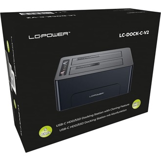 LC-Power LC-DOCK-C-V2 2,5/3,5" SATA3 USB-C 3.2 Gen2×1 dokkoló fekete