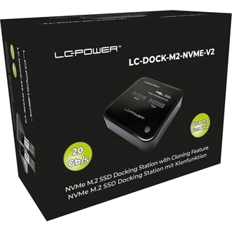LC-Power LC-DOCK-M2-NVME-V2 M.2 2280 PCIe NVMe USB-C 3.2 Gen2×1 USB-C 3.2 Gen2×2 dokkoló fekete