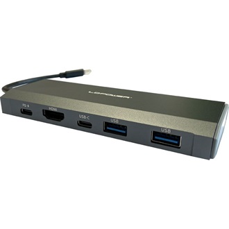 LC-Power LC-HUB-C-MULTI-7-M2 5-port SATA3 M.2 M.2 NVME SSD külső ház 100W USB-C dokkoló fekete