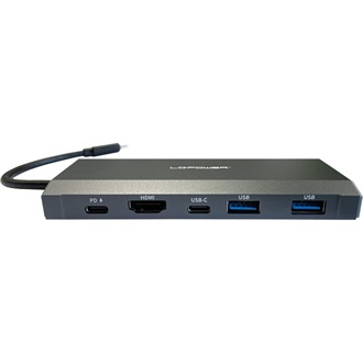 LC-Power LC-HUB-C-MULTI-7-M2 5-port SATA3 M.2 M.2 NVME SSD külső ház 100W USB-C dokkoló fekete
