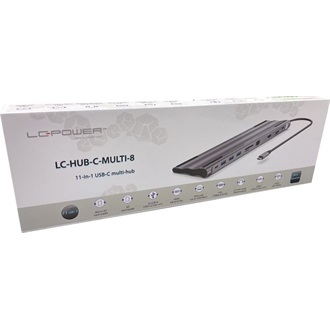 LC-Power LC-HUB-C-MULTI-8 8-port 100W USB-C dokkoló szürke