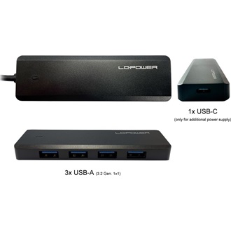 LC-Power LC-HUB-U3-4-V2 5-portos USB3.0 hub fekete