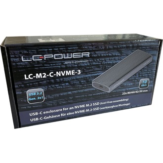 LC-Power LC-M2-C-NVME-3 M.2 2280 PCIe NVMe USB3.2 Gen2×1 C külső ház fekete