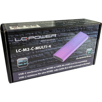 LC-Power LC-M2-C-USB4 M.2 2280 PCIe NVMe USB4 külső ház ezüst