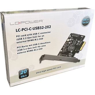 LC-Power LC-PCI-C-USB32-2X2 USB 3.2 Gen 2x2 1-port PCIe x4 bővítőkártya szürke