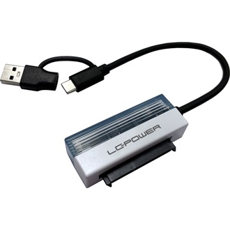 LC-Power USB-A 3.0 USB-C -> SATA3 M/F adapter 0.16m fekete