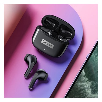 LENOVO LP40 bluetooth fülhallgató SZTEREO v5.1, zajszűrő + töltőtok, FEKETE
