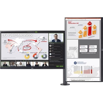 LG 27QP88DP-BS Ergo Dual with Daisy Chain 27" IPS LED monitor fekete 75Hz FreeSync (USB-C: 65W)