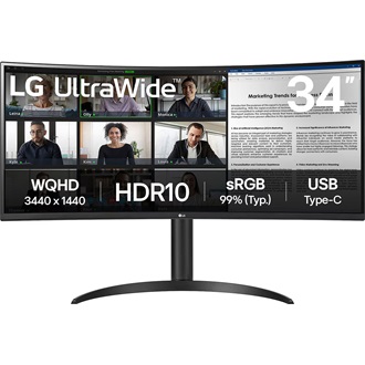 LG 34WR55QK-B UltraWide 34" ívelt VA LED monitor fekete 100Hz