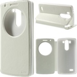 LG G3 S ROAR NOBLE VIEW tok álló, bőr hatású FLIP, ablakos, FEHÉR