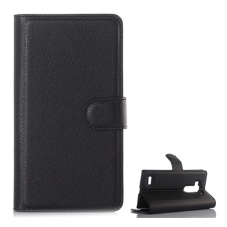 LG G4S Beat Gigapack tok álló, bőr hatású FLIP, prémium, FEKETE