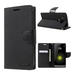 LG G5 MERCURY Canvas Diary tok álló FLIP, textil hatás, FEKETE