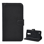 LG K10 Gigapack tok álló, bőr hatású FLIP, prémium, FEKETE