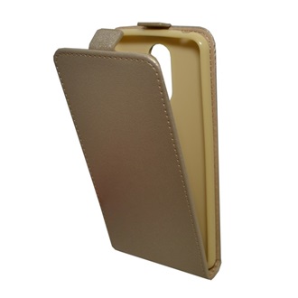 LG K4 2017 Gigapack tok álló, bőr hatású FLIP, szilikon tartó, ARANY