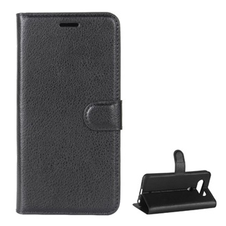 LG Q8 Gigapack tok álló, bőr hatású FLIP, prémium, FEKETE