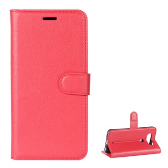 LG Q8 Gigapack tok álló, bőr hatású FLIP, prémium, PIROS