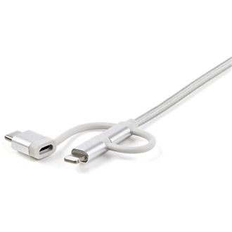 StarTech USB-A 2.0 -> USB-B 2.0 micro Lightning USB-C M/M töltőkábel 1m ezüst