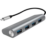 LOGILINK- USB-C 3.1 hub, 4 port, aluminum casing, grey
