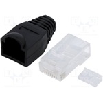 LogiLink RJ45 CAT6 UTP csatlakozó dugó fekete törésgátlóval, 100db