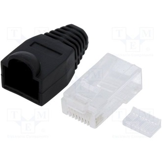 LogiLink RJ45 CAT6 UTP csatlakozó dugó fekete törésgátlóval, 100db