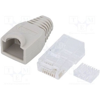 LogiLink RJ45 CAT6 UTP csatlakozó dugó szürke törésgátlóval, 100db
