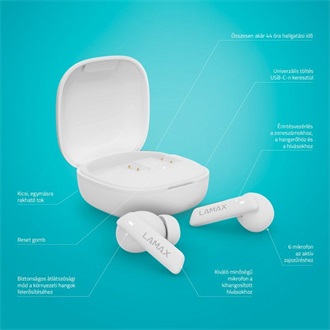 Lamax Clips1 ANC True Wireless fülhallgató headset fehér