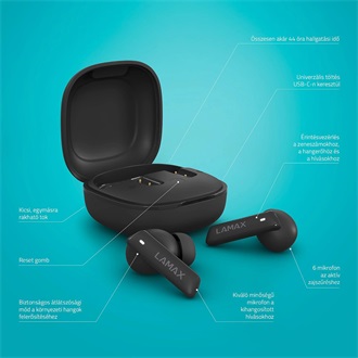 Lamax Clips1 ANC True Wireless fülhallgató headset fekete