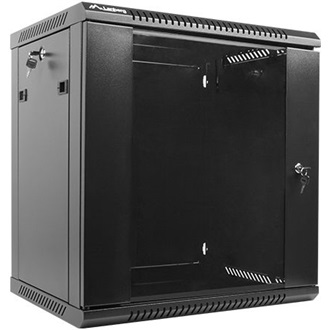 Lanberg 19" fali rack szekrény 12U 600x450mm fekete (üvegajtó)