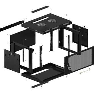 Lanberg 19" fali rack szekrény 6U/600X450 perforált ajtó, lapraszerelt, fekete