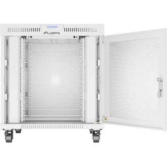 Lanberg 19" szabadon álló rack szekrény 15U/800X1000 perforált ajtó, lapraszerelt, LCD kijelző, szürke