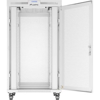 Lanberg 19" szabadon álló rack szekrény 27U/800X1000 perforált ajtó, lapraszerelt, LCD kijelző, szürke