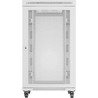 Lanberg 19" szabadon álló rack szekrény 27U/800X1000 perforált ajtó, lapraszerelt, LCD kijelző, szürke